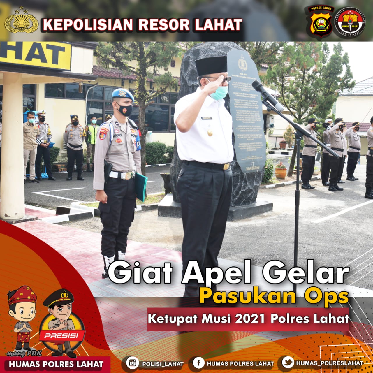 Wabup Pimpin Apel Gelar Pasukan Operasi Ketupat Musi 2021 Polres Lahat