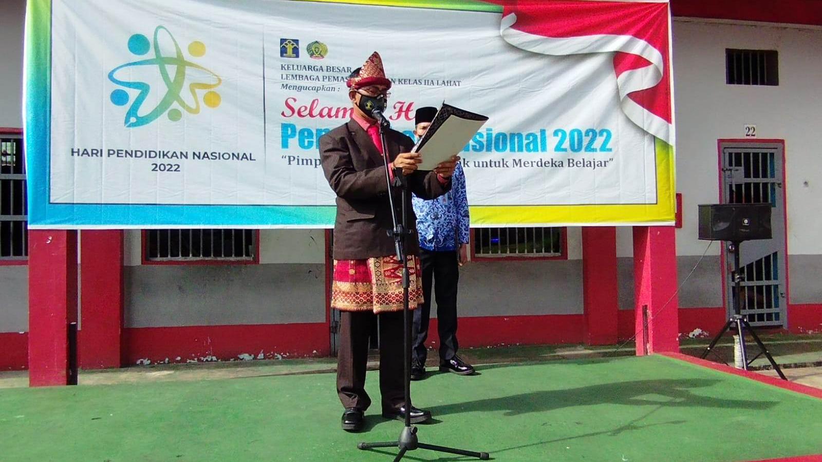 kepala Lapas Lahat Kanwil Kemenkumham Sumsel saat bacakan pidato Menteri Pendidikan