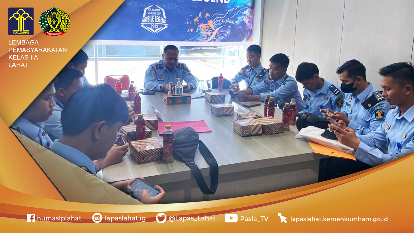 Suasana Final Turnamen Mobile Legend Kakanwil Kemenkumham Sumsel Cup Tim E-Sport Lapas Lahat melawan Tim E-Sport Lapas Banyuasin