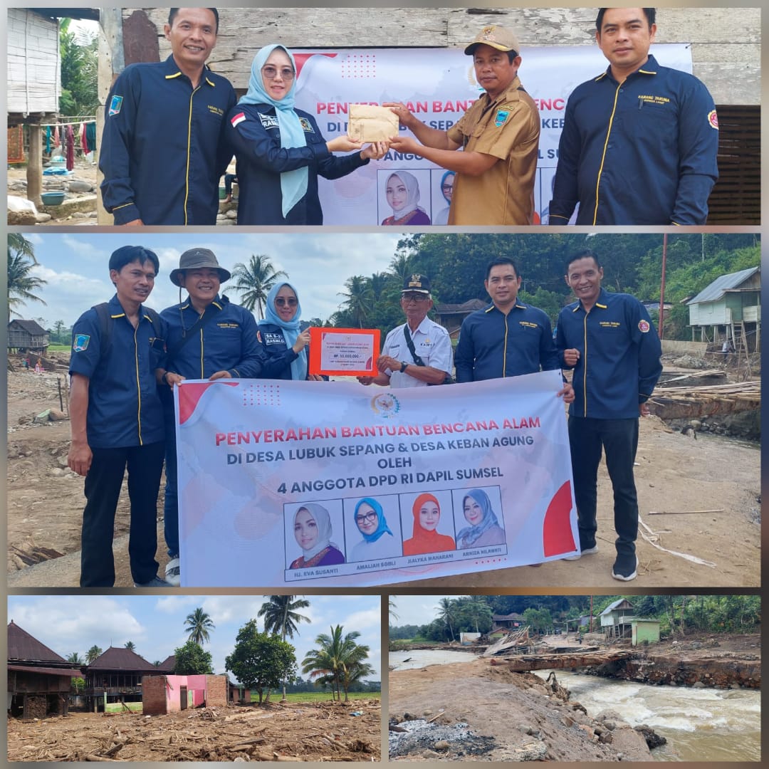 Anggota DPD RI Dapil Sumsel, Serahkan Bantuan Ke Warga Korban Banjir di Kab Lahat