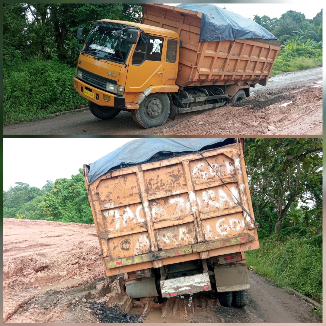 Hindari Pos Polantas, Angkutan Batubara Diduga Dari TR Terperosok, Pangguna Jalan di Buat Pusing
