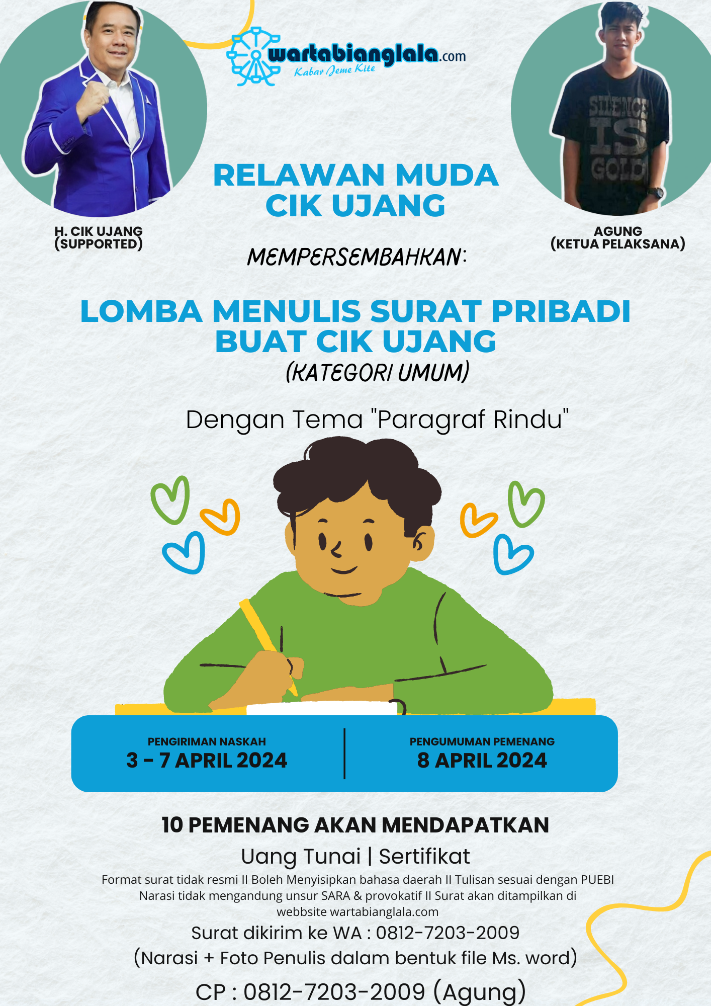 Relawan Muda Cik Ujang Persembahkan Lomba Menulis Surat buat Cik Ujang