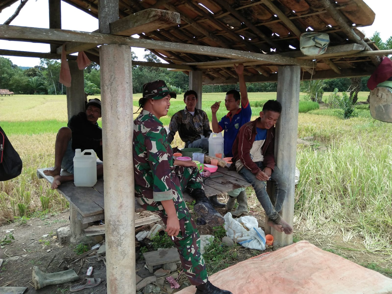 Sertu Bambang Irawan Langsung Turun berinteraksi Dengan Petani di Sawah