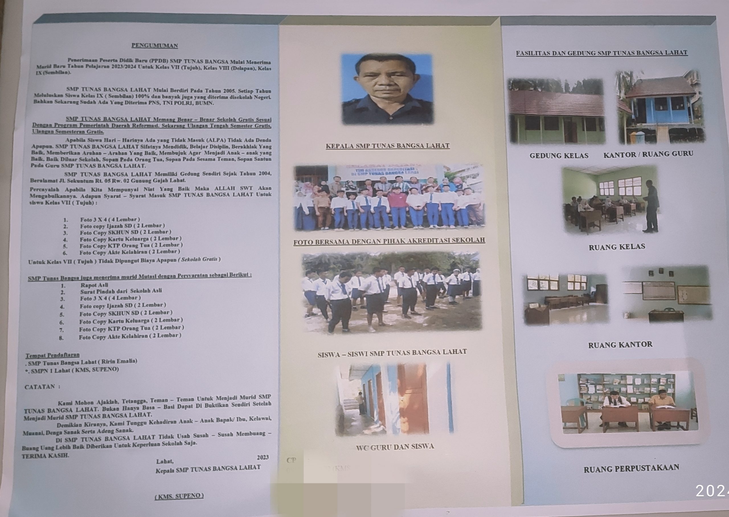 Mau Sekolah Gratis, Bergabunglah dan Jadilah Siswa/I SMP Tunas Bangsa Lahat