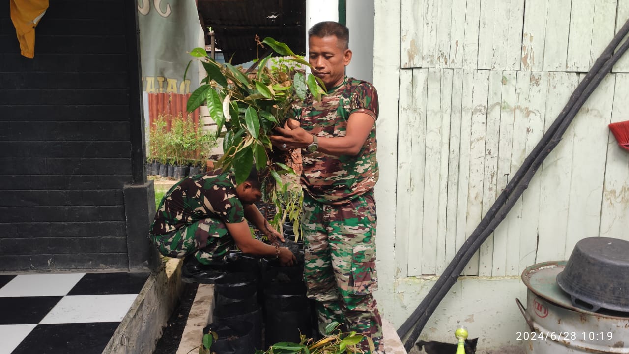 Dukung Program TNI Bersatu Dengan Alam, Anggota Koramil 05/TE Lakukan Penyemaian Bibit