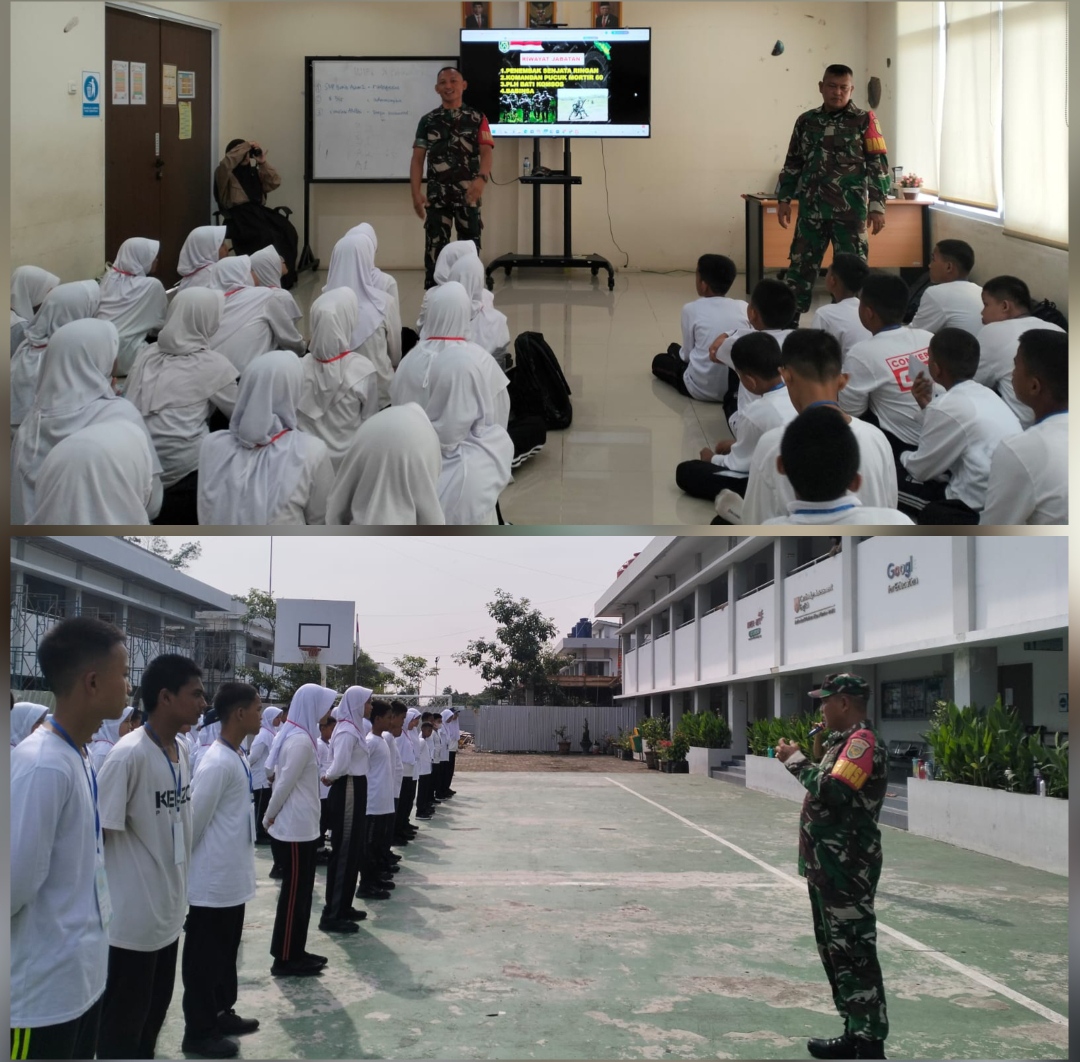 Dua Babinsa Koramil 404-05/Tanjung Enim Sampaikan Materi Bela Negara Ke Siswa/i SMP Bukit Asam