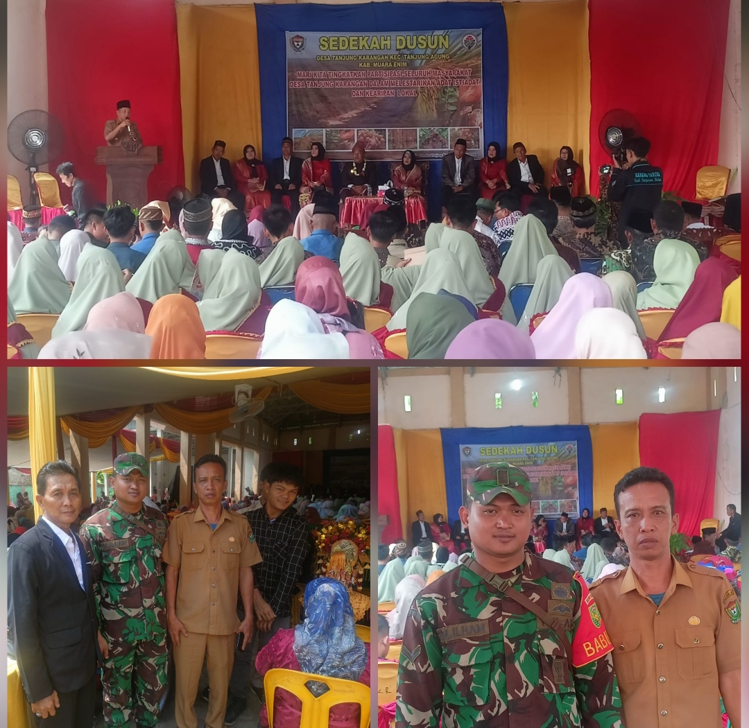 Hadiri Sedekah Dusun Desa Tanjung Karangan, Ini Pesan Babinsa Koramil 404-05/Tanjung Enim