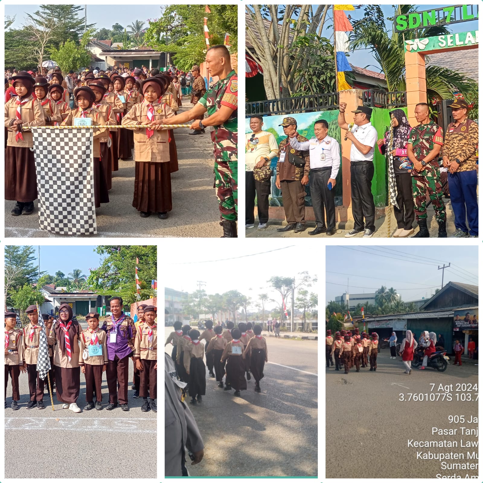 Serda Imam Babinsa Koramil 404-05/Tanjung Enim Hadiri Lomba Gerak Jalan Pramuka Tingkat SD