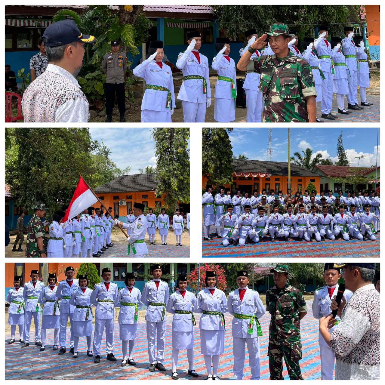 Dampingi Camat, Babinsa Serma Khoiril Kukuhkan Paskibraka Kecamatan Panang Enim