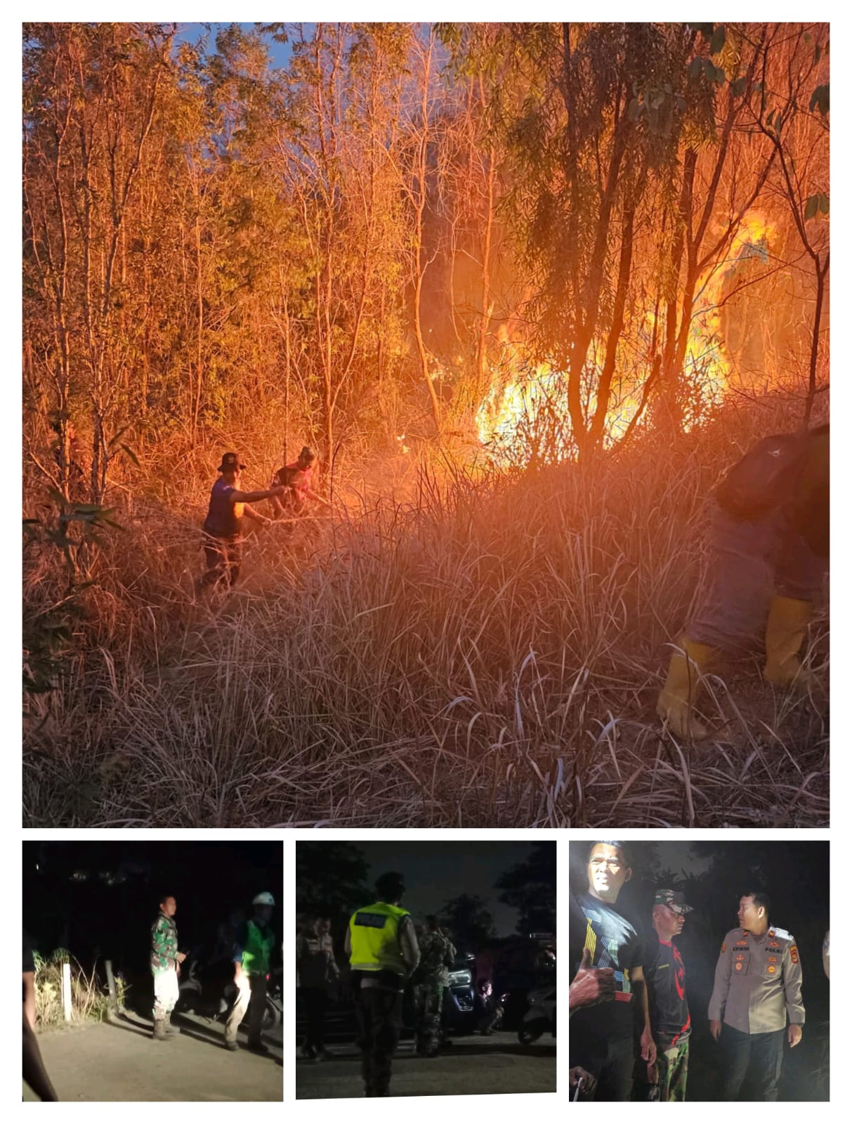 Gerak Cepat Dua Babinsa Koramil 404-05/Tanjung Enim, Bantu Padamkan Api Lahap Lahan PTBA