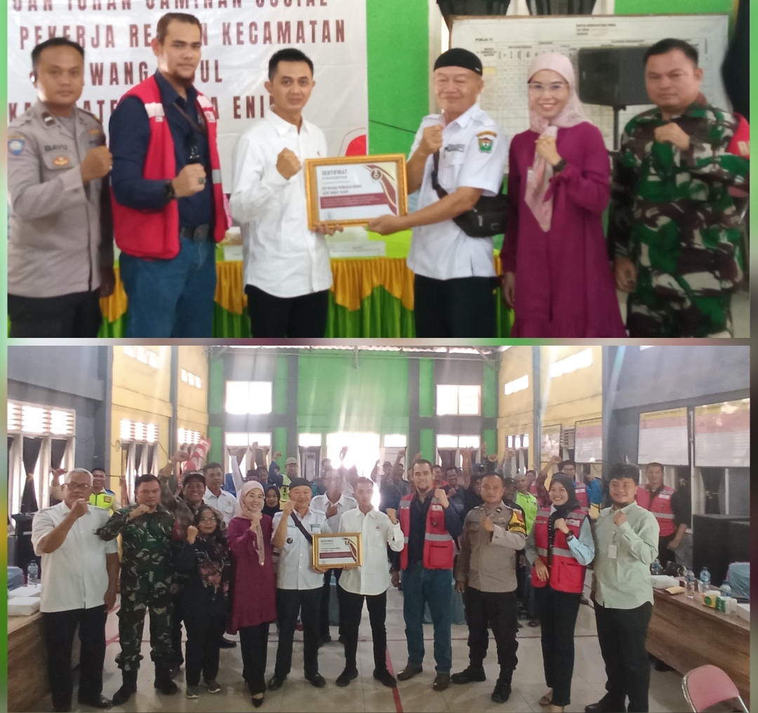 Babinsa Lingga Koramil 404-05/TE, Hadiri Penyaluran Bantuan BPJS Ketenagakerjaan Pihak PT PPA