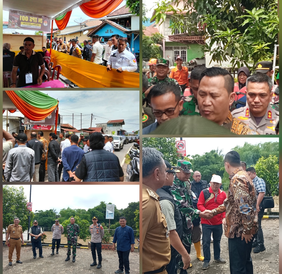 Danramil 404-05/Tanjung Enim Sambut Kunjungan Unsur Forkopimda Muara Enim Cek TPS Pemungutan Suara