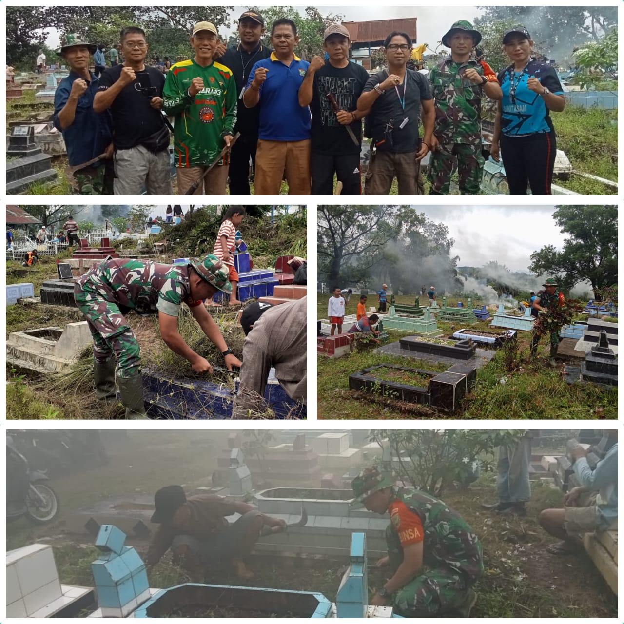 BERSAMA WARGA BABINSA PASAR TANJUNG ENIM BERSIHKAN MAKAM TIANG 6