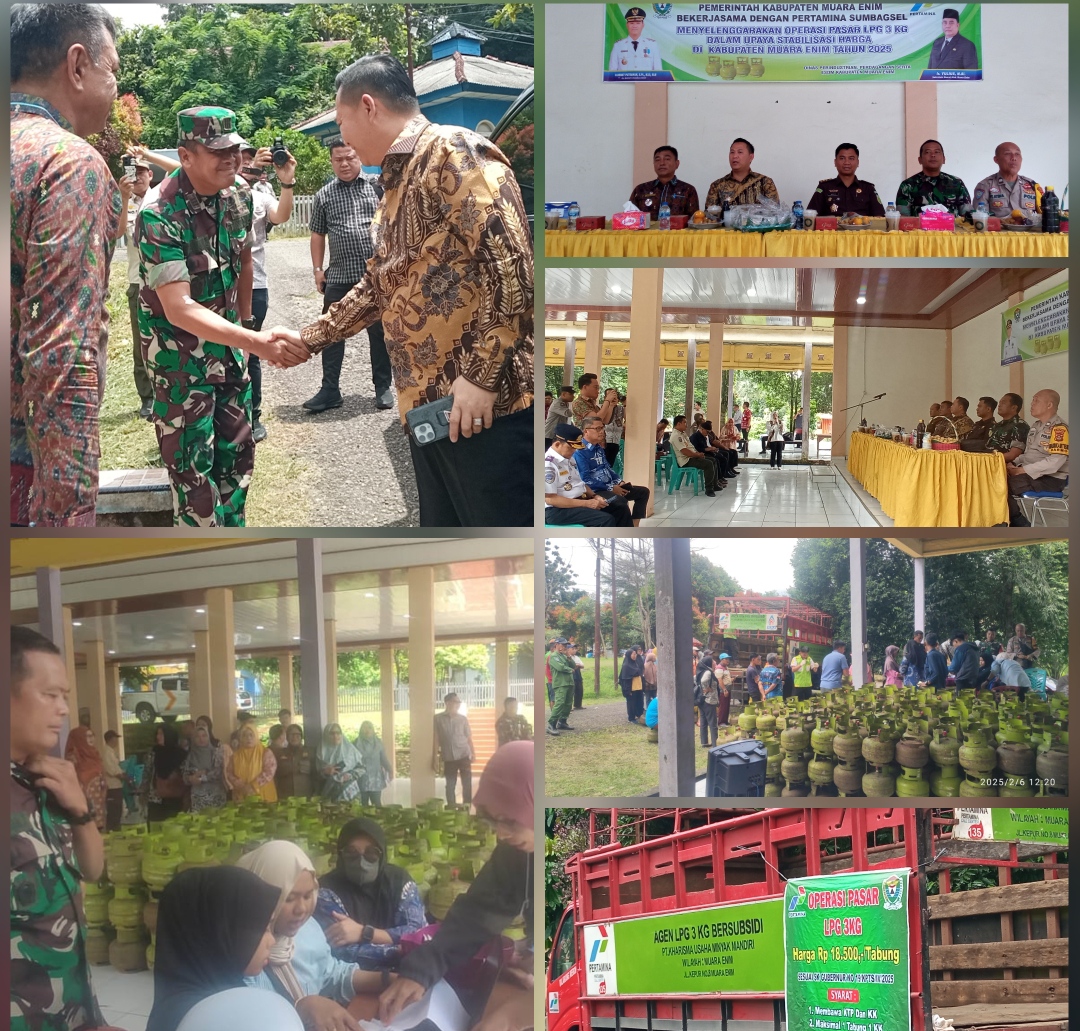 Wakili Dandim 0404/Muara Enim, Danramil Tanjung Enim Hadiri Operasi Pasar Gas LPG 3 KG