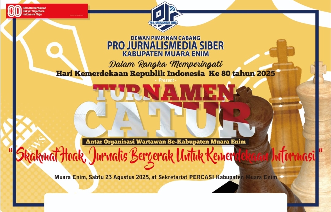 DPC PJS Muara Enim Akan Gelar Turnamen Catur Wartawan, Ajak Lawan Hoaks Lewat Strategi Papan Catur