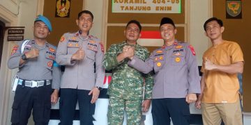 Kunjungan Perdana, Kapolsek Lawang Kidul Disambut Hangat Danramil Tanjung Enim