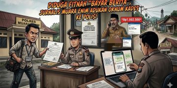 DIDUGA FITNAH “BAYAR BERITA”, JURNALIS MUARA ENIM ADUKAN OKNUM KADES KE POLISI