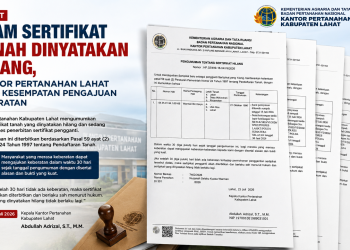 Tujuh Sertifikat Tanah Dinyatakan Hilang, Kantor Pertanahan Lahat Buka Kesempatan Pengajuan Keberatan